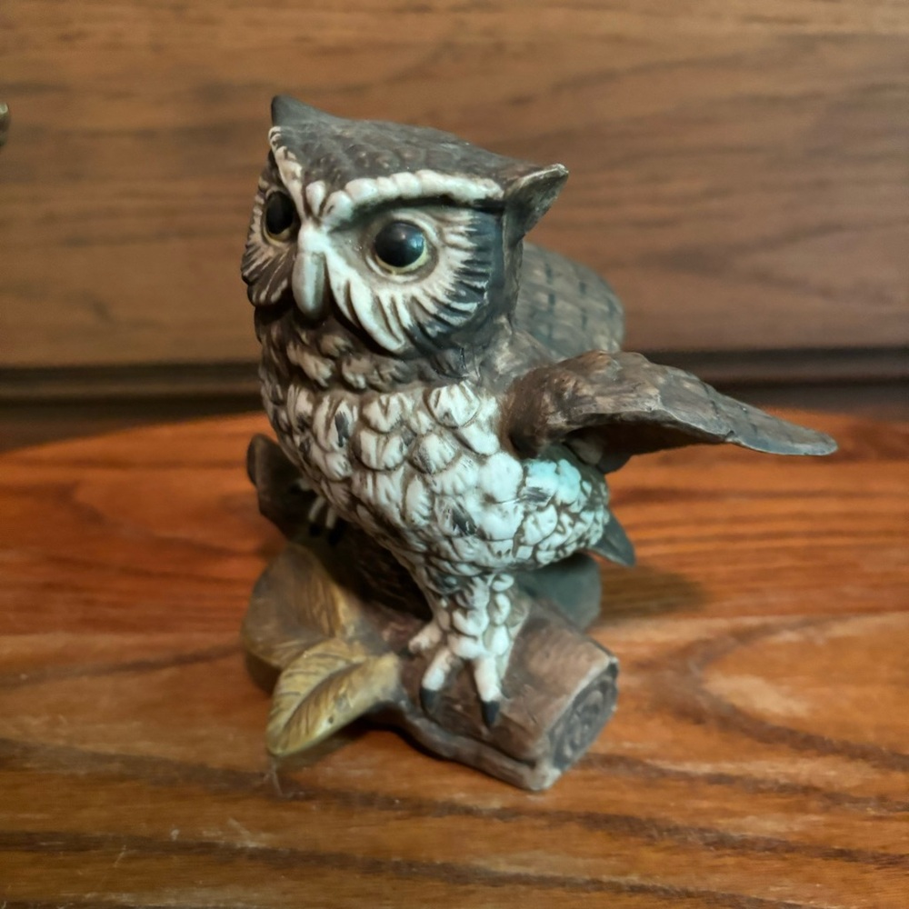 Homco Barn Owl Figurine Bisque Porcelain vintage #1114 Vintage 5”